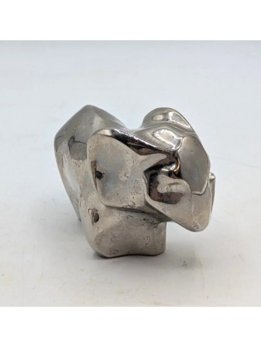 Dansk Mom and Baby Elephant Miniature Paperweights Figurines Chrome Silver